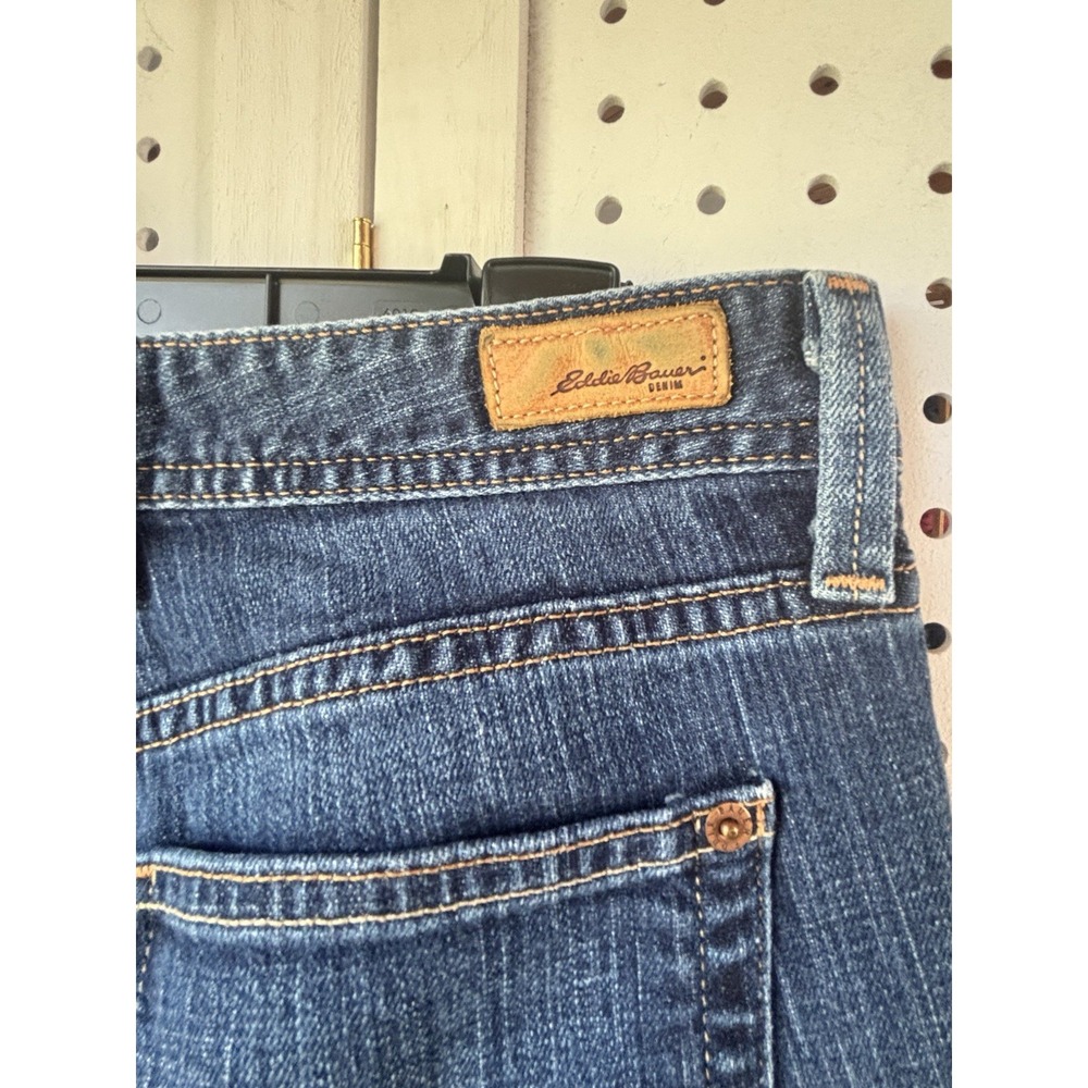 Eddie Bauer Women's 8R Bootcut Flare Dark Wash Denim Jeans Cotton Spandex - Picture 5 of 6